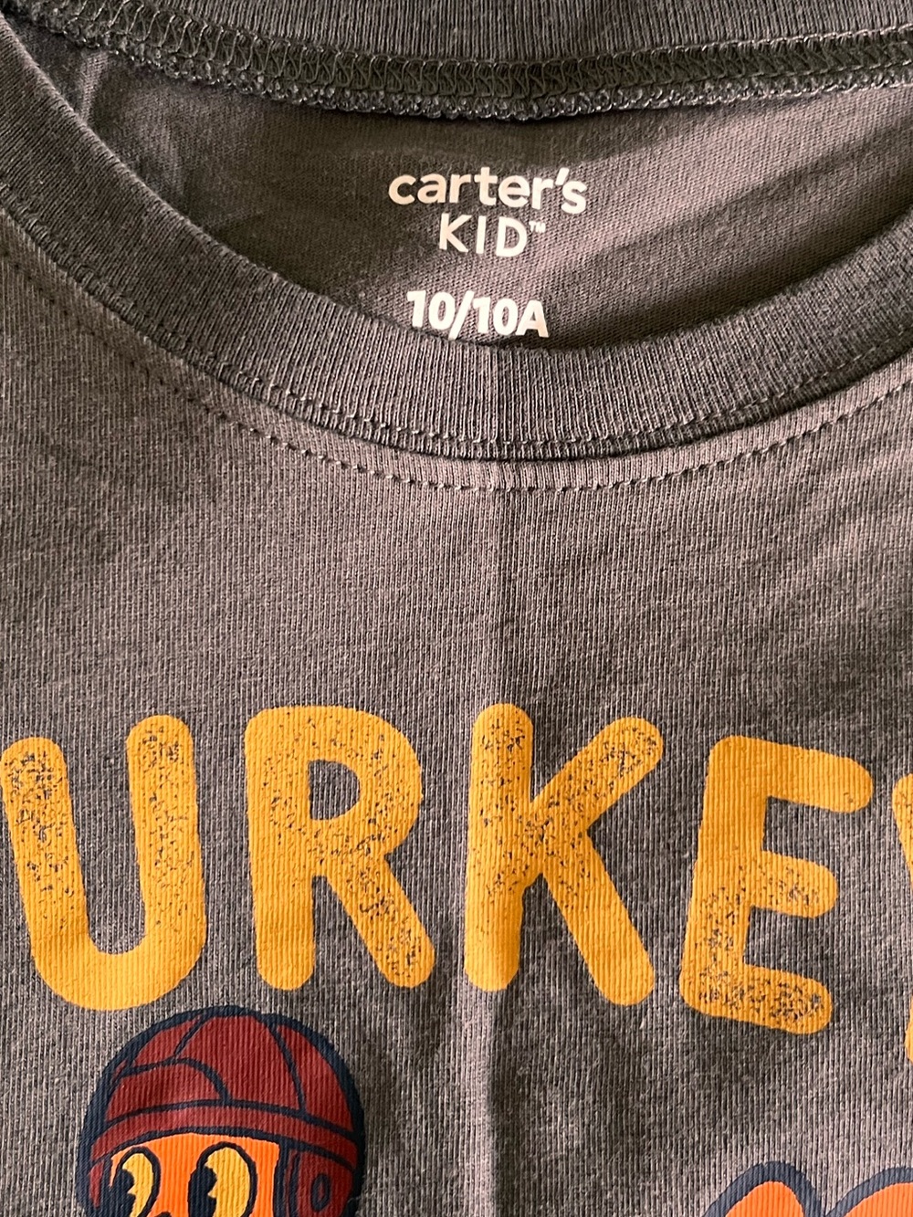 Carter's Brown Long-Sleeve 'Turkey Touchdown' Tee with Orange Graphic - Picture 2 of 3